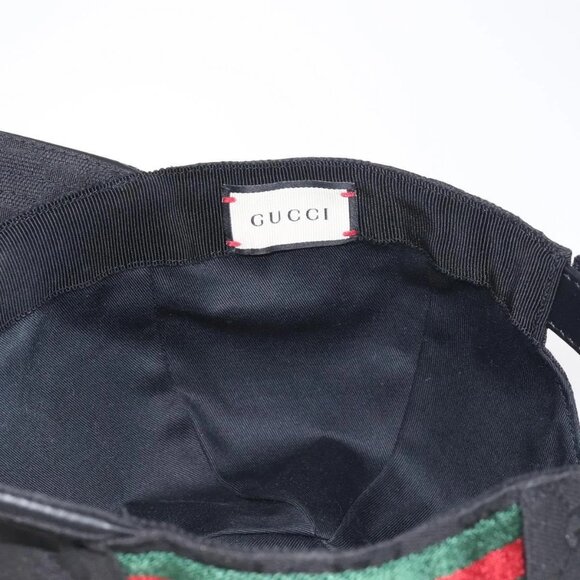 GUCCI GG Canvas Web Sherry Line Cap M Black Red Green 200035 Auth yk18705 - Picture 11 of 13